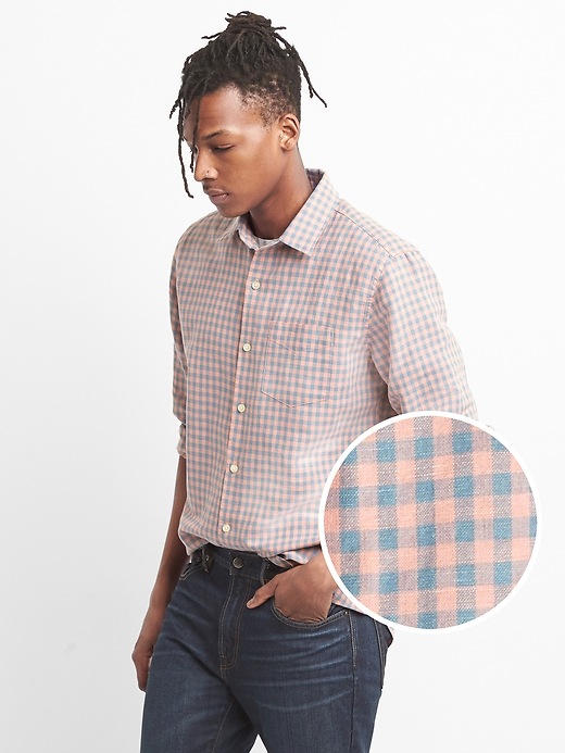 Image number 1 showing, Standard Fit Shirt in Linen-Cotton