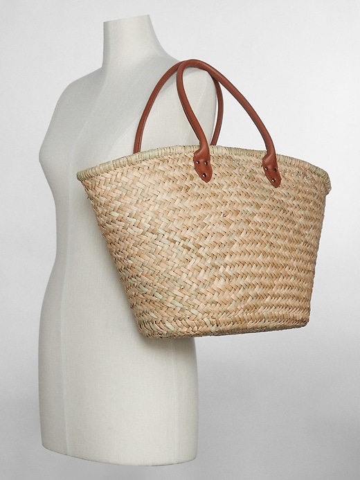 View large product image 2 of 3. Large Straw Tote