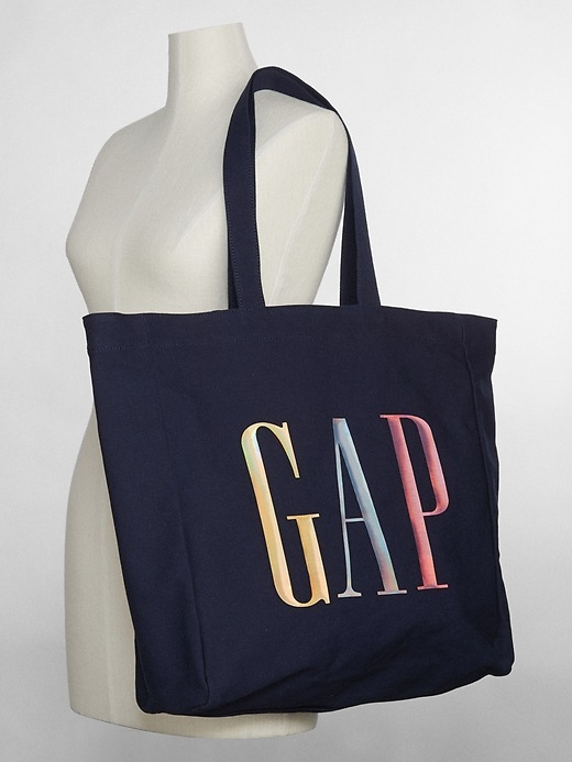 View large product image 2 of 3. Large Metallic Logo Tote