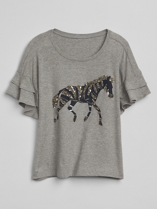 Image number 3 showing, Sequin Graphic Ruffle T-Shirt