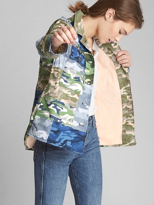 Image number 1 showing, Patch Camo Print Utility Jacket
