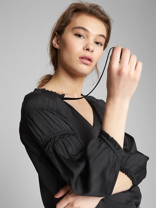 Satin Peasant Blouse Gap
