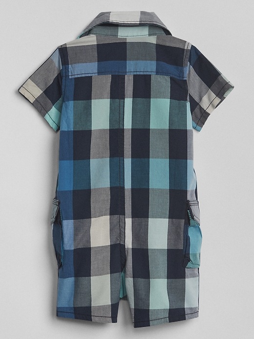 Image number 2 showing, Plaid Cargo Shorty One-Piece