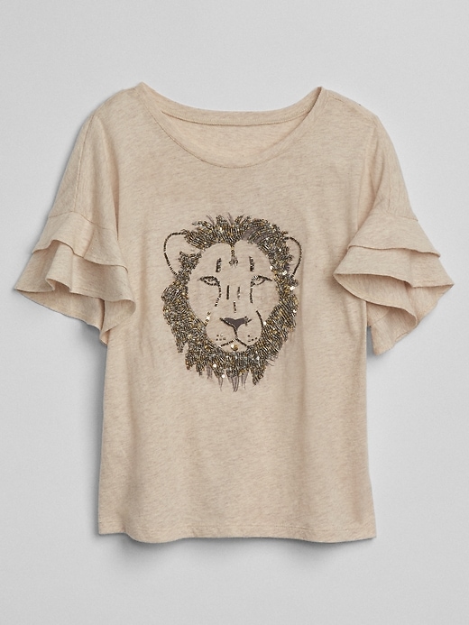 Image number 1 showing, Sequin Graphic Ruffle T-Shirt