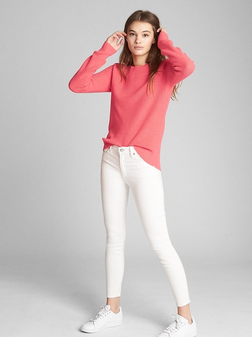 Image number 3 showing, Wide Boatneck Pullover Sweater in Merino Wool-Blend
