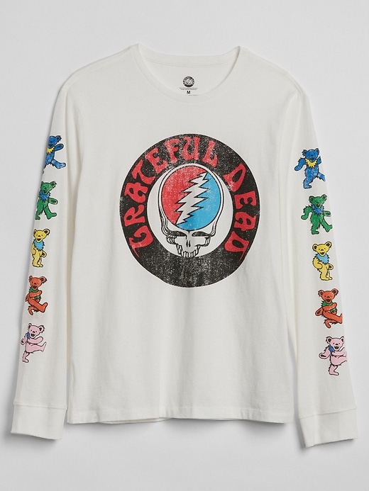 1 of 8 showing, with the color new off white of product Graphic Long Sleeve Crewneck T-Shirt