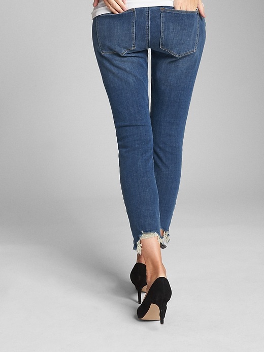 Image number 2 showing, Maternity Full Panel True Skinny Ankle Jeans in Distressed with Bi-Stretch
