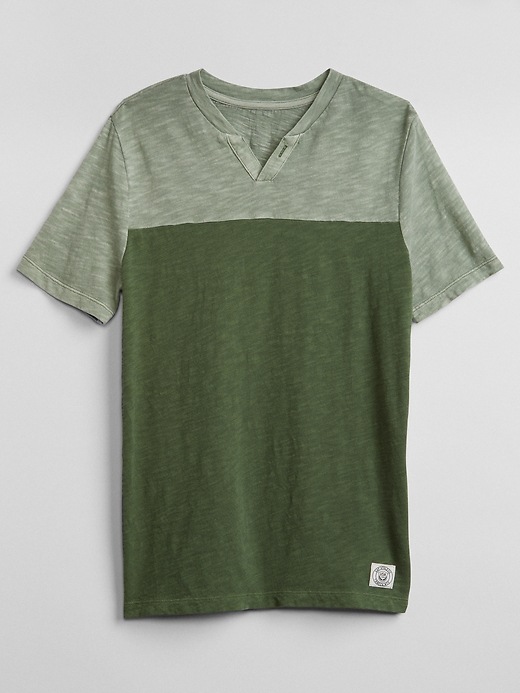 View large product image 1 of 1. Colorblock Henley T-Shirt