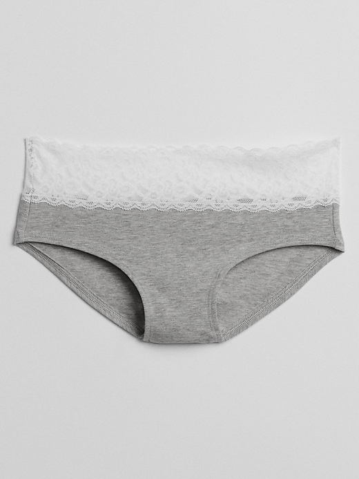 1 of 8 showing, with the color gray of product Stretch Cotton & Lace Hipster