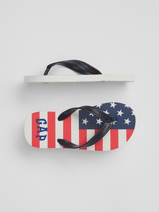1 of 8 showing, with the color elysian blue of product Flag Logo Flip Flops