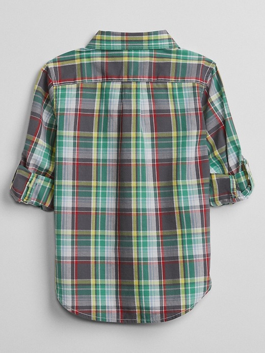 View large product image 2 of 3. Plaid Convertible Button-Down Shirt