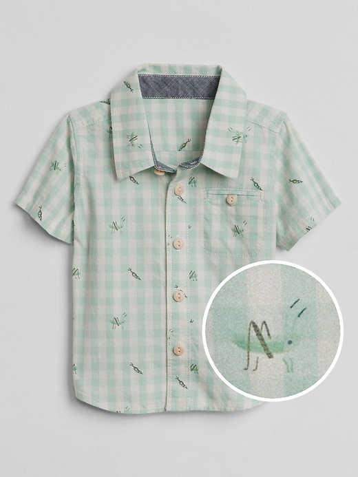 Image number 1 showing, Short Sleeve Print Shirt in Poplin