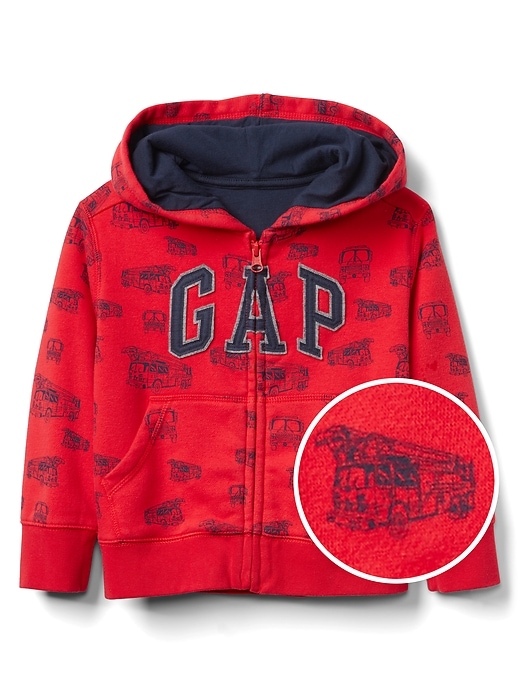 1 of 8 showing, with the color pure red of product Logo Hoodie Sweatshirt in Fleece