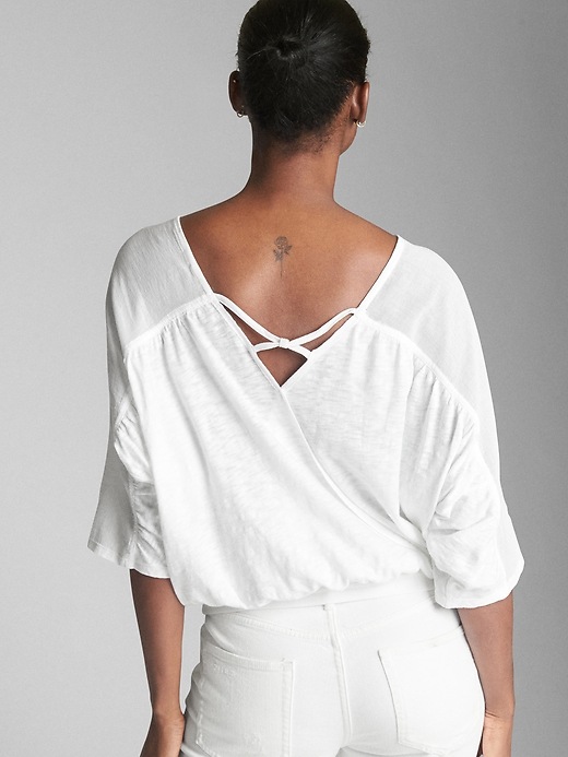 Image number 2 showing, Mix-Fabric V-Neck Top