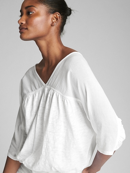 Image number 5 showing, Mix-Fabric V-Neck Top