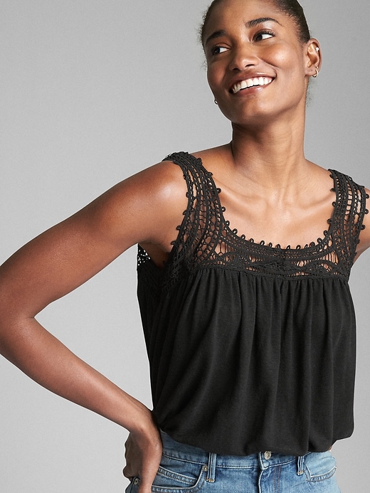 Image number 8 showing, Sleeveless Crochet-Detail Top