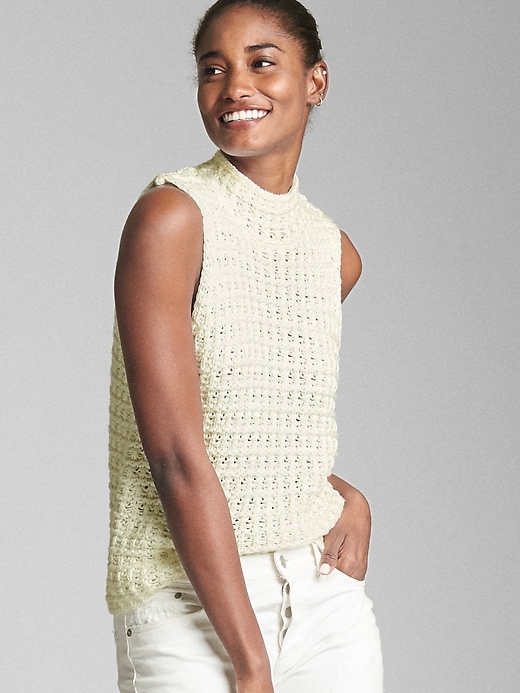 Image number 1 showing, Crochet Mockneck Tank Top