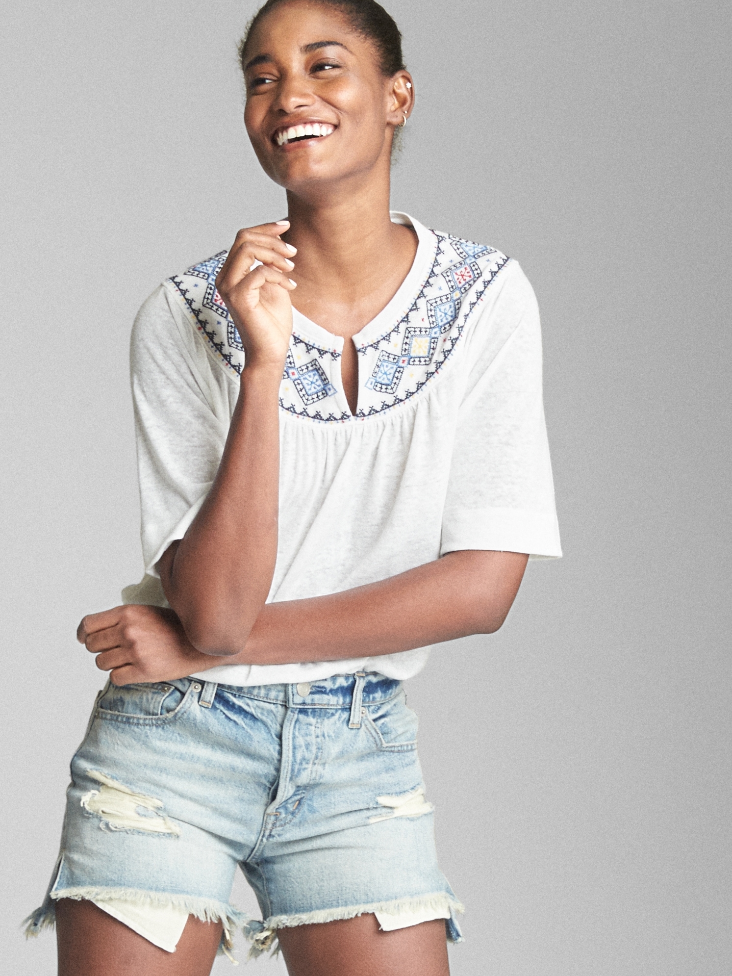 Shaded Gap Woven Top