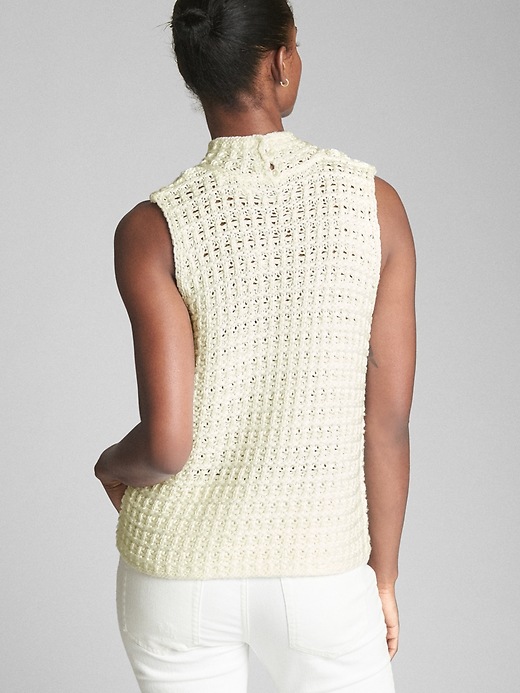2 of 8 showing, with the color snowflake milk of product Crochet Mockneck Tank Top