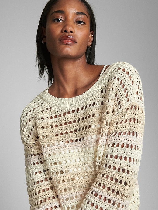 Image number 7 showing, Bell-Sleeve Crochet Pullover Sweater