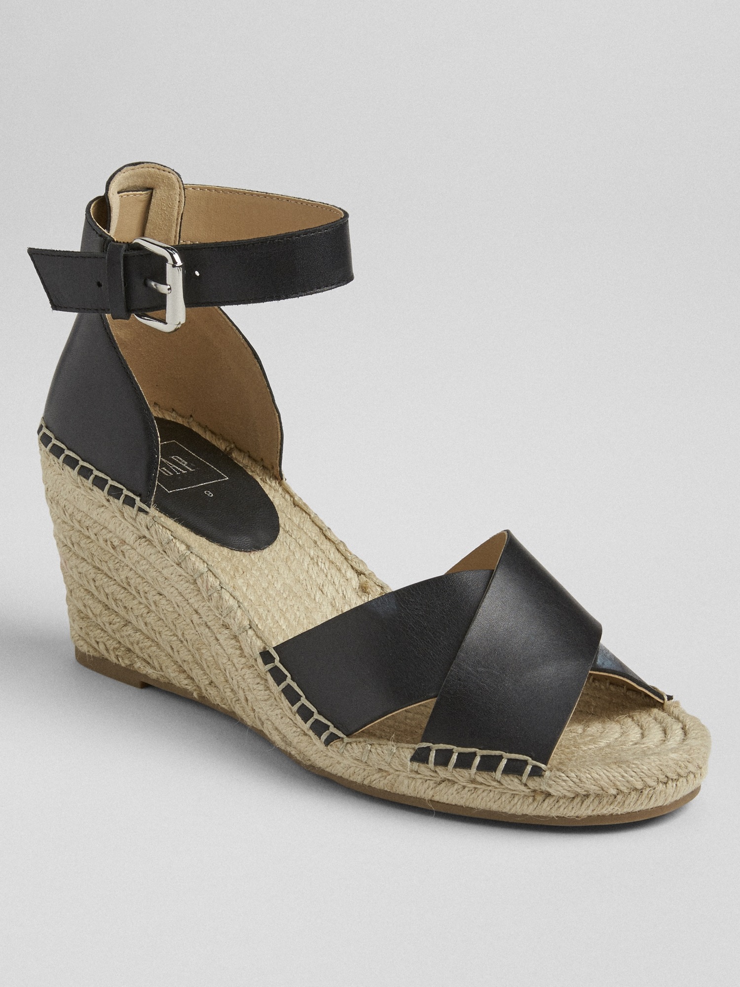 Женские балетки Gap Crossover Strap Espadrille Wedges, цвет: Чёрный