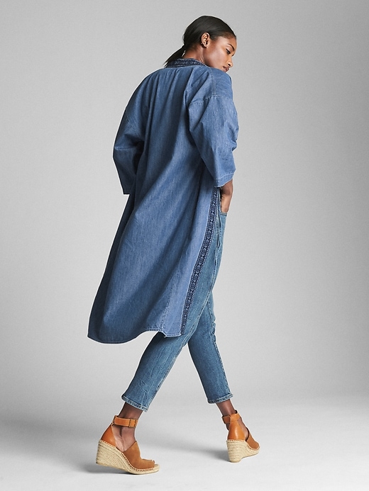 Image number 2 showing, Embroidered Kimono Duster Jacket in Denim