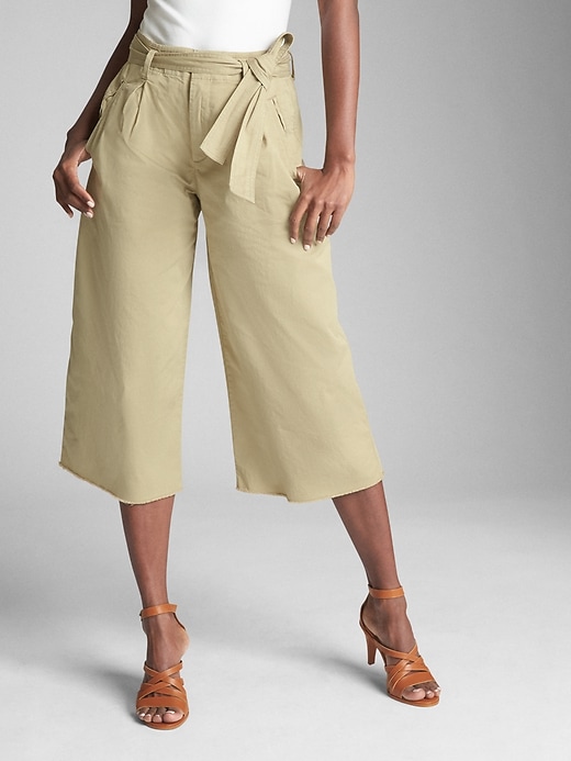View large product image 1 of 1. Wearlight Crop Tie-Waist Wide-Leg Chinos