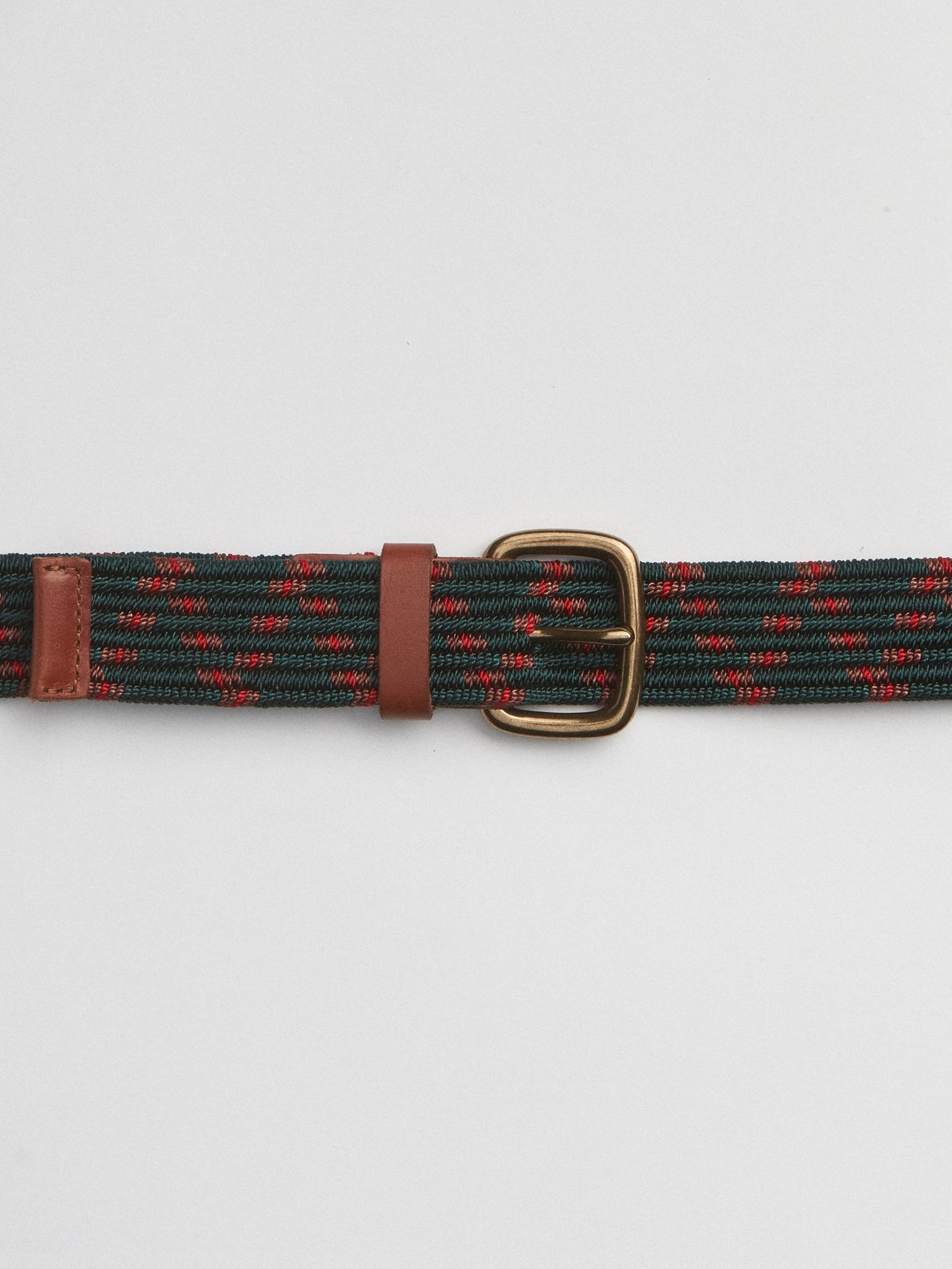 Мужской ремень Gap Woven Belt, цвет: Тёмно-зелёный — фото 2