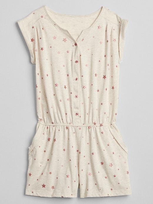 Image number 1 showing, Print Button-Front Romper