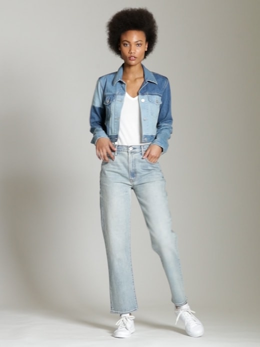 Cropped Patchwork Denim Jacket | Gap