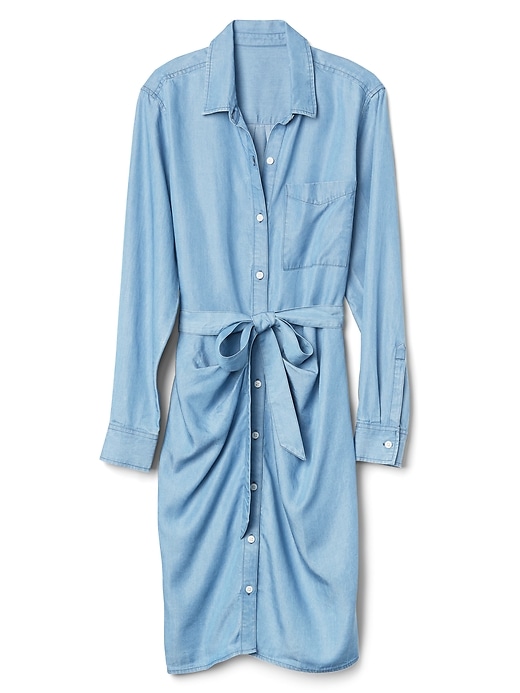 Image number 6 showing, TENCEL&#153 Long Sleeve Ruched Shirtdress