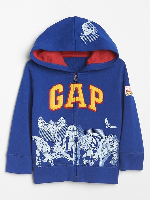 View large product image 1 of 3. babyGap &#124 Marvel&#169 Logo Hoodie Sweatshirt