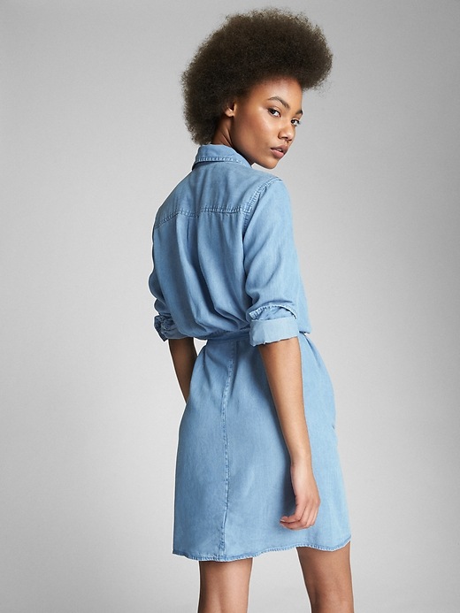 Image number 2 showing, TENCEL&#153 Long Sleeve Ruched Shirtdress