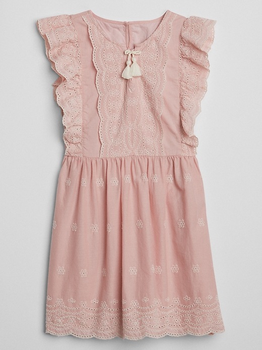 gap pink eyelet dress Ruffle Hem Eyelet Maxi Dress