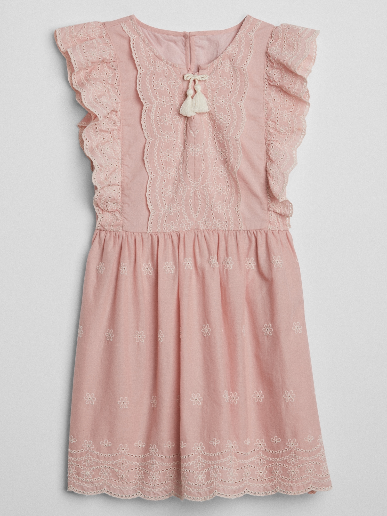 Eyelet Ruffle Tassel Dress Gap