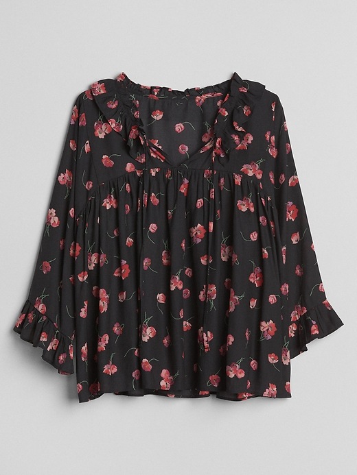 Image number 6 showing, Floral Print Tie-Neck Ruffle Blouse