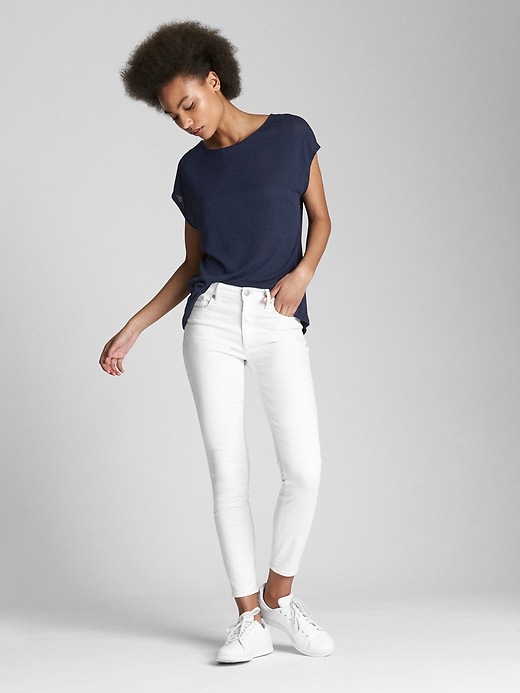 Image number 3 showing, Short Sleeve Braided-Back Top in Linen