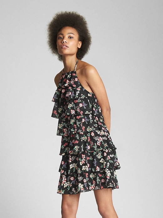 Image number 1 showing, Tiered Ruffle Halter Dress