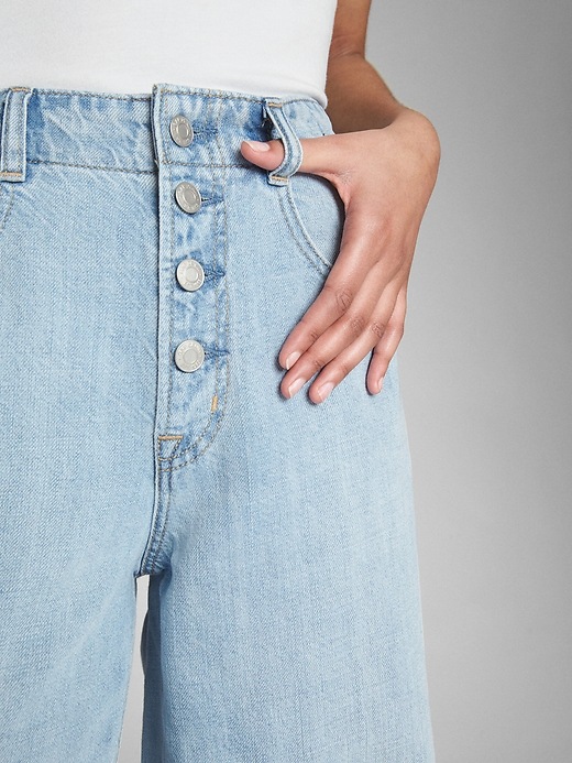 Image number 3 showing, Wearlight High Rise Wide-Leg Jeans with Button-Fly