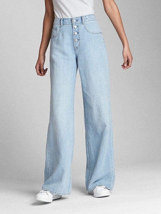 Image number 1 showing, Wearlight High Rise Wide-Leg Jeans with Button-Fly