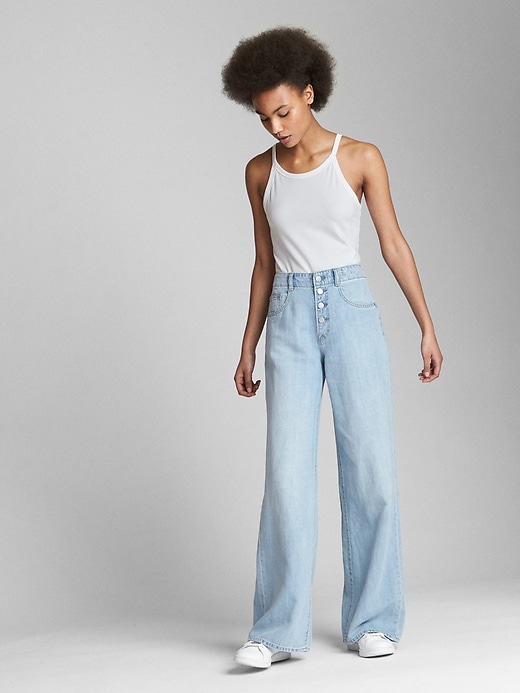 Image number 5 showing, Wearlight High Rise Wide-Leg Jeans with Button-Fly