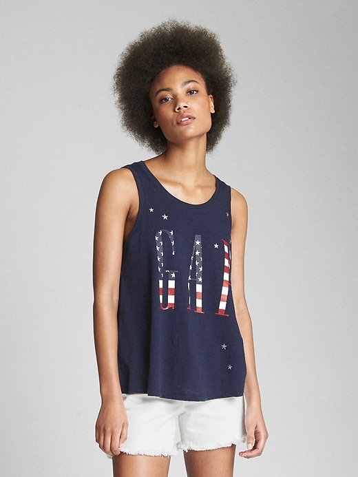 1 of 8 showing, with the color dark night of product Logo Americana Tank Top