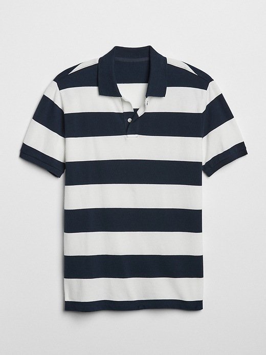 ポロシャツ TRILLION STRIPE RUGBY OVERFIT PIQUE POLO SHIRTS 5JH484 TRILLION Stripe Rugby Overfit Pique Polo T-Shirts