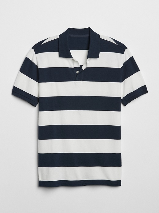 Image number 6 showing, Rugby Stripe Pique Polo Shirt in Stretch