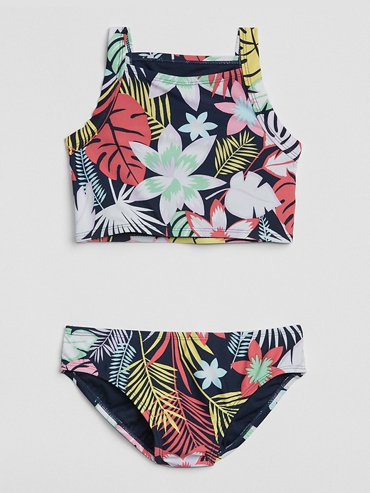 Image number 1 showing, Floral High-Neck Swim Two-Piece