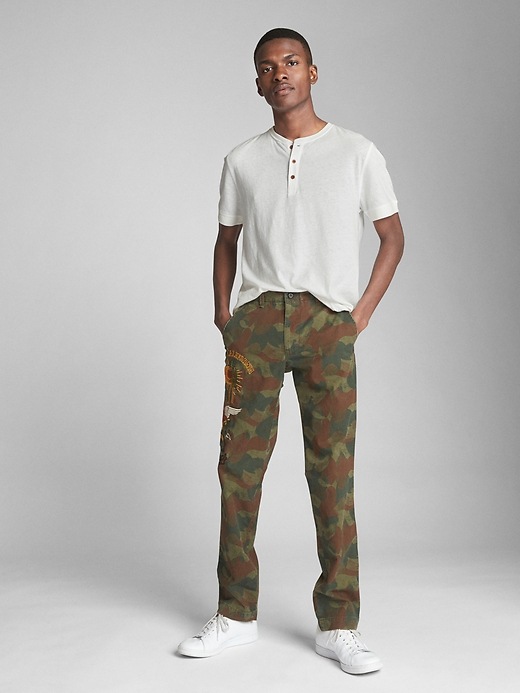 Image number 5 showing, Limited Edition Camo Print Pants in Slim Fit with Embroidered Details