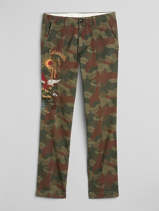Image number 7 showing, Limited Edition Camo Print Pants in Slim Fit with Embroidered Details