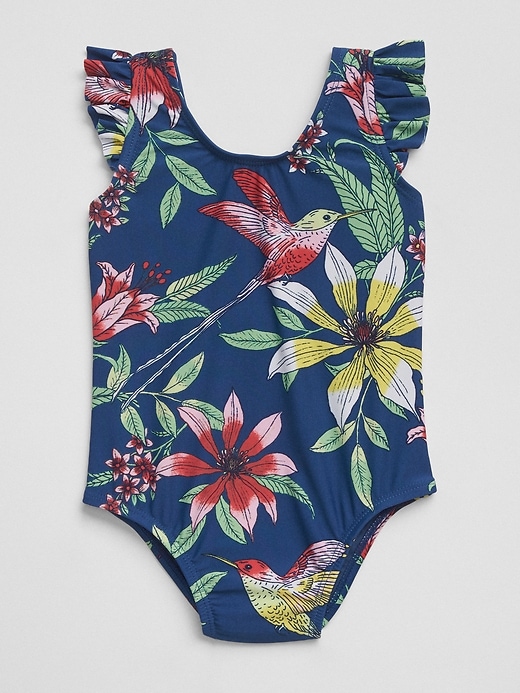 Image number 1 showing, Print Ruffle Swim One-Piece