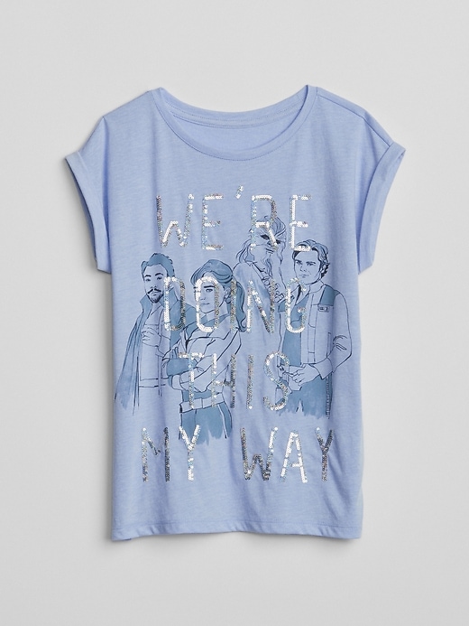 1 of 8 showing, with the color simply blue of product GapKids &#124 Star Wars™ Sequin Graphic T-Shirt