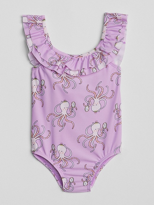 Image number 1 showing, Ruffle Print Swim One-Piece